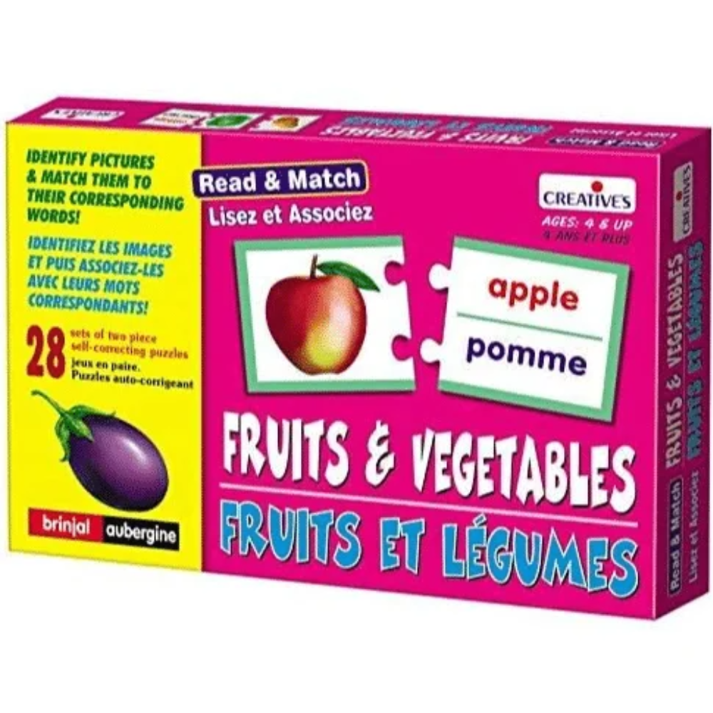 Read & Match – Fruits & Vegetables (Bilingue) – Jeu éducatif d'association - 1 - Eveil Montessori Maroc