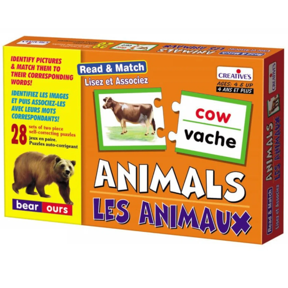 Read & Match – Animals (Bilingue) – Jeu éducatif d'association
