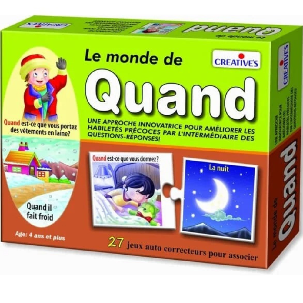 Le Monde de Quand – Jeu éducatif Questions / Réponses – Notions de temps - 1 - Eveil Montessori Maroc