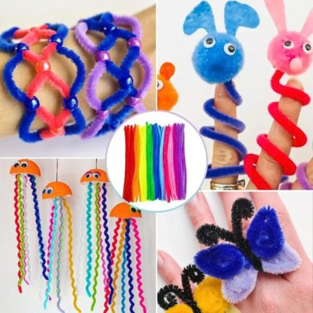10 Fils Chenillé 50cm Couleurs Mixtes - 3 - Eveil Montessori Maroc