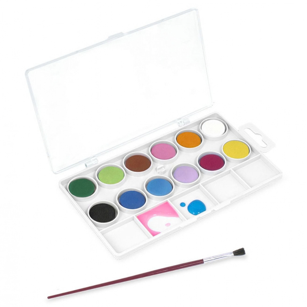 AQUARELLES Étui 12 pastilles 22 mm couleurs assorties + pinceau - 3 - Eveil Montessori Maroc