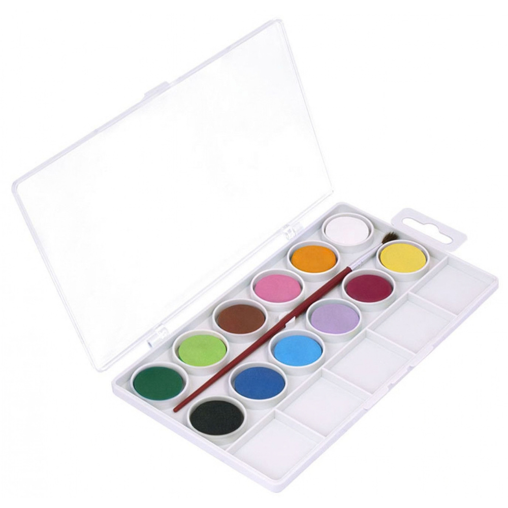 AQUARELLES Étui 12 pastilles 22 mm couleurs assorties + pinceau - 2 - Eveil Montessori Maroc