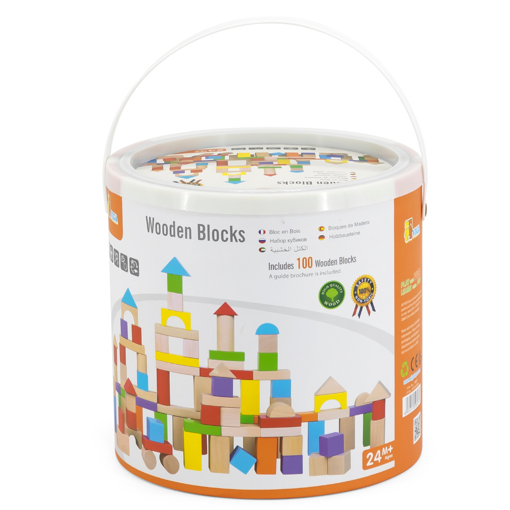 Blocs de construction en Bois - 100 Pièces - 5 - Eveil Montessori Maroc