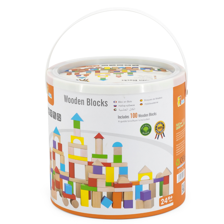 Blocs de construction en Bois - 100 Pièces - 5 - Eveil Montessori Maroc