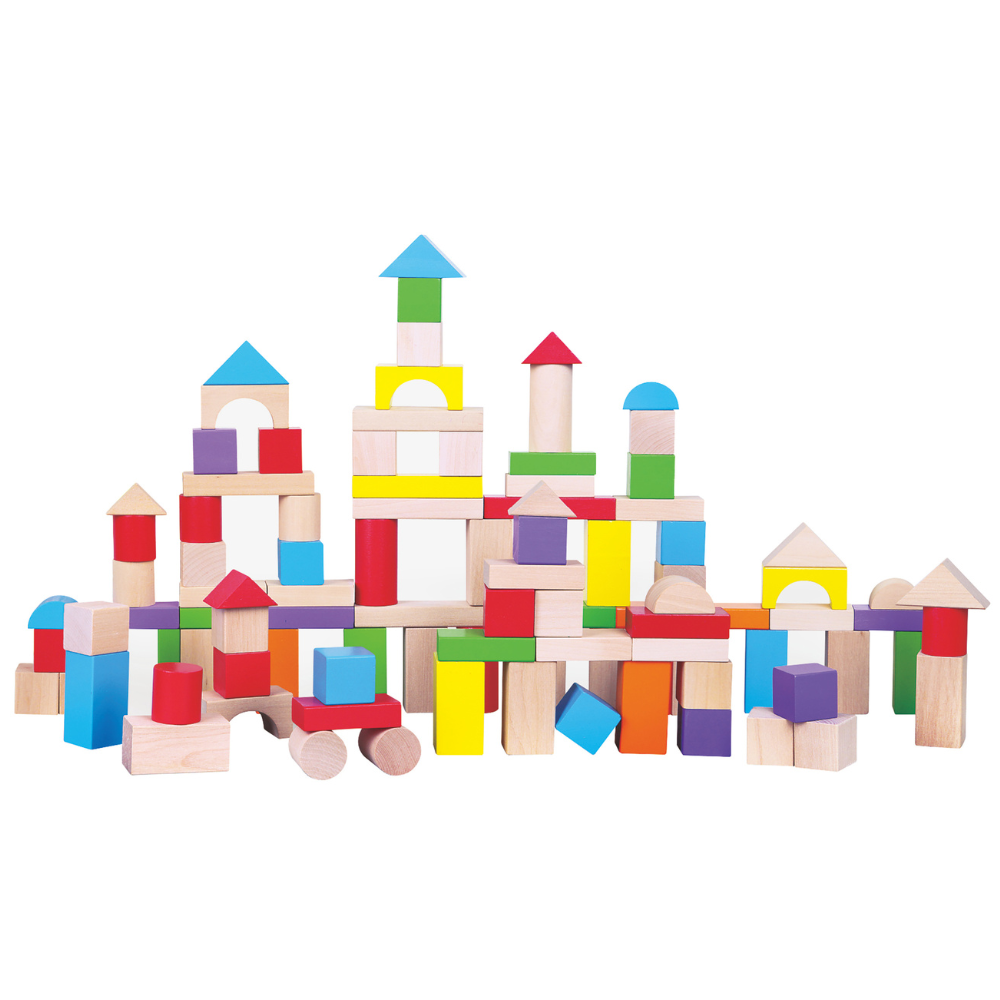 Blocs de construction en Bois - 100 Pièces - 1 - Eveil Montessori Maroc