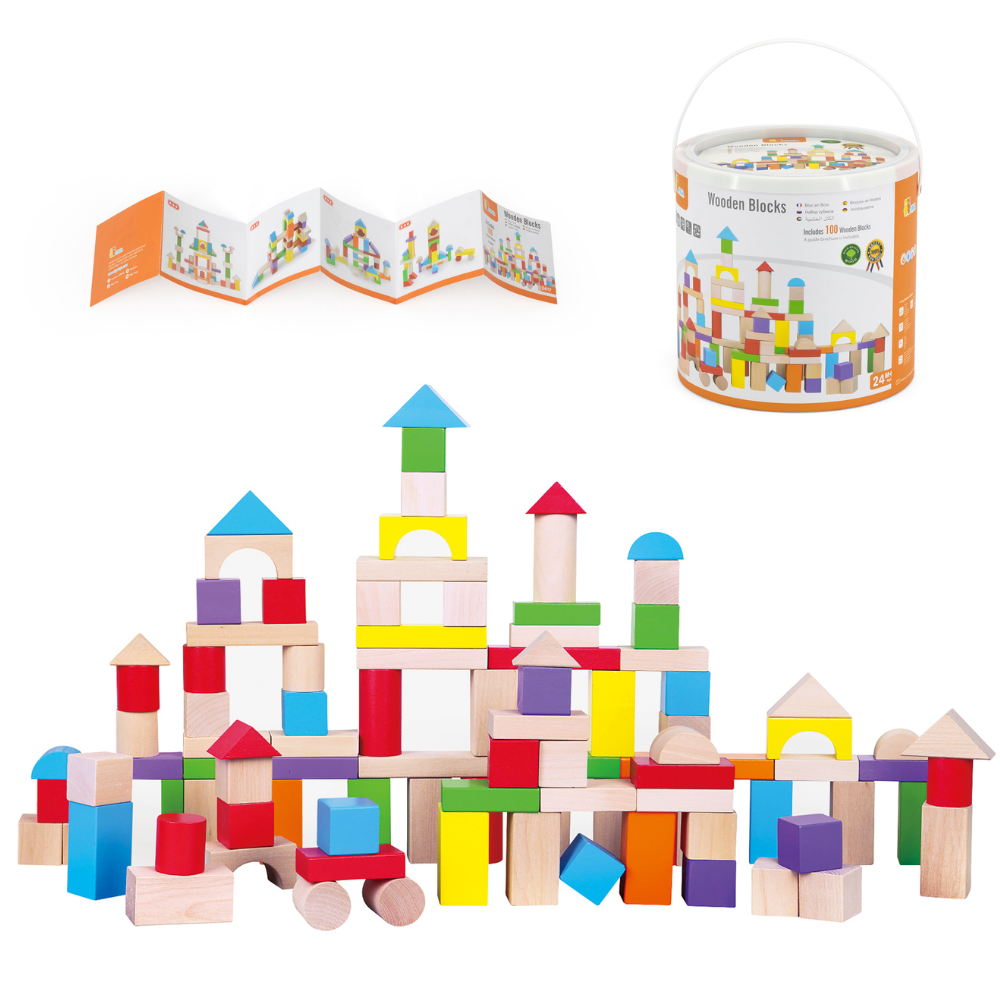 Blocs de construction en Bois - 100 Pièces - 4 - Eveil Montessori Maroc