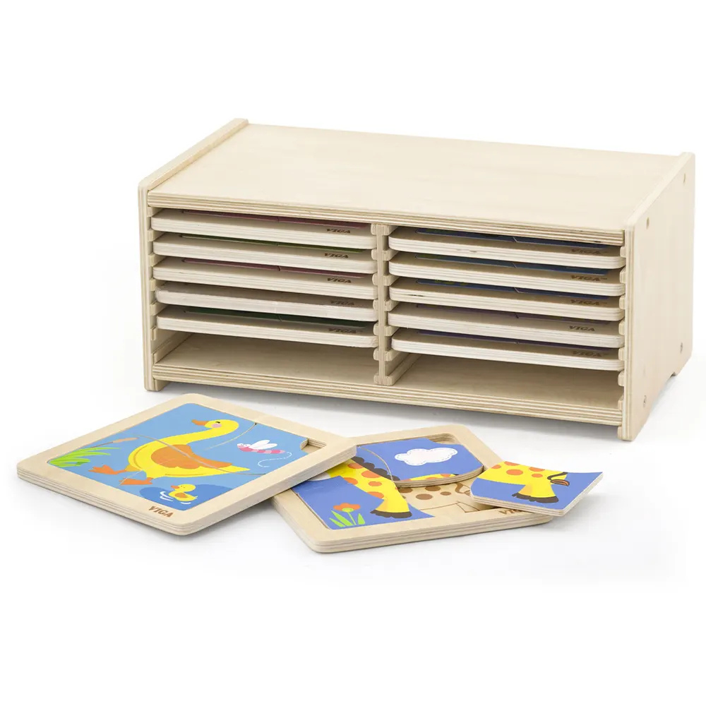 Boite De Rangement + 12 Puzzles 1er Âge De 4 Pièces