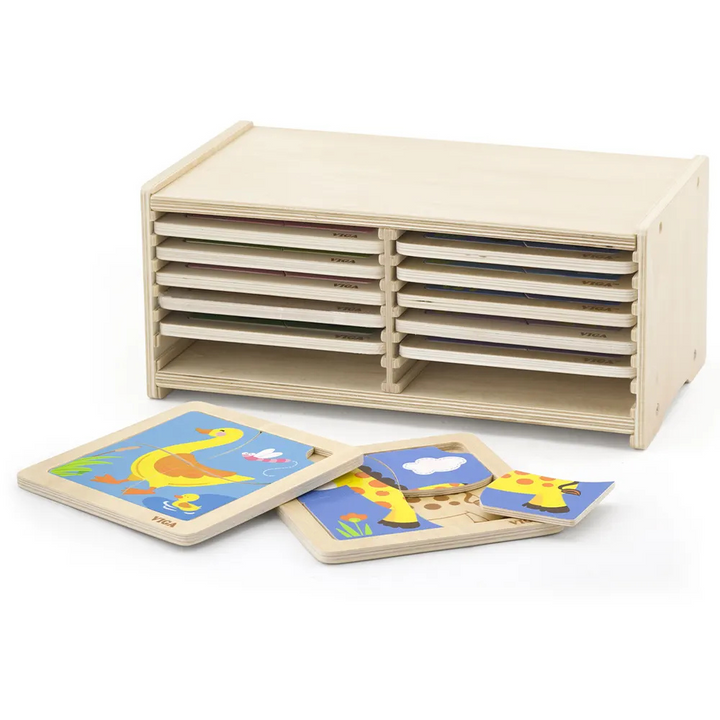 Boite De Rangement + 12 Puzzles 1er Âge De 4 Pièces