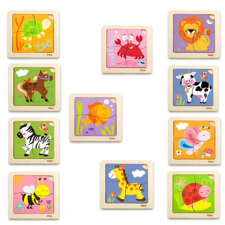 Boite De Rangement + 12 Puzzles 1er Âge De 4 Pièces