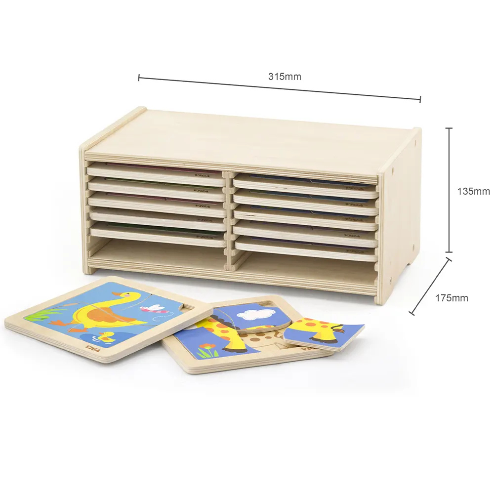 Boite De Rangement + 12 Puzzles 1er Âge De 4 Pièces