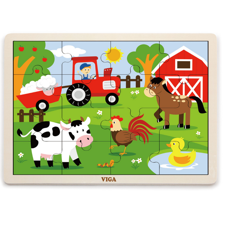 Boite De Rangement + 12 Puzzles En Bois De 16 Pièces