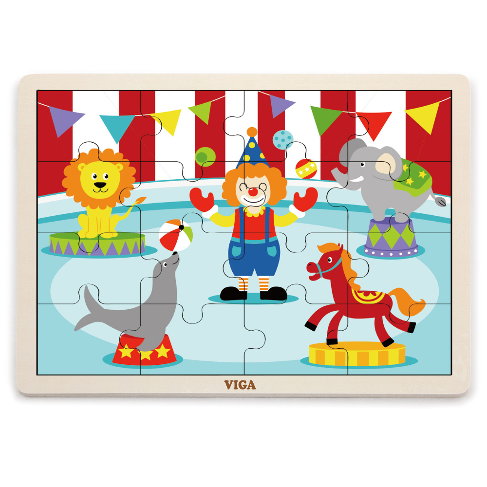 Boite De Rangement + 12 Puzzles En Bois De 16 Pièces