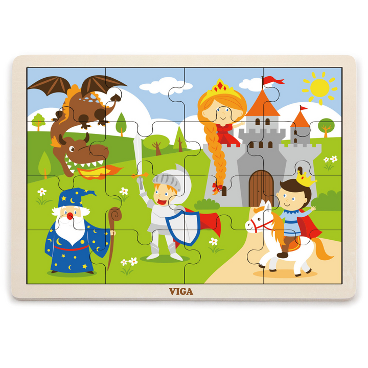 Boite De Rangement + 12 Puzzles En Bois De 16 Pièces