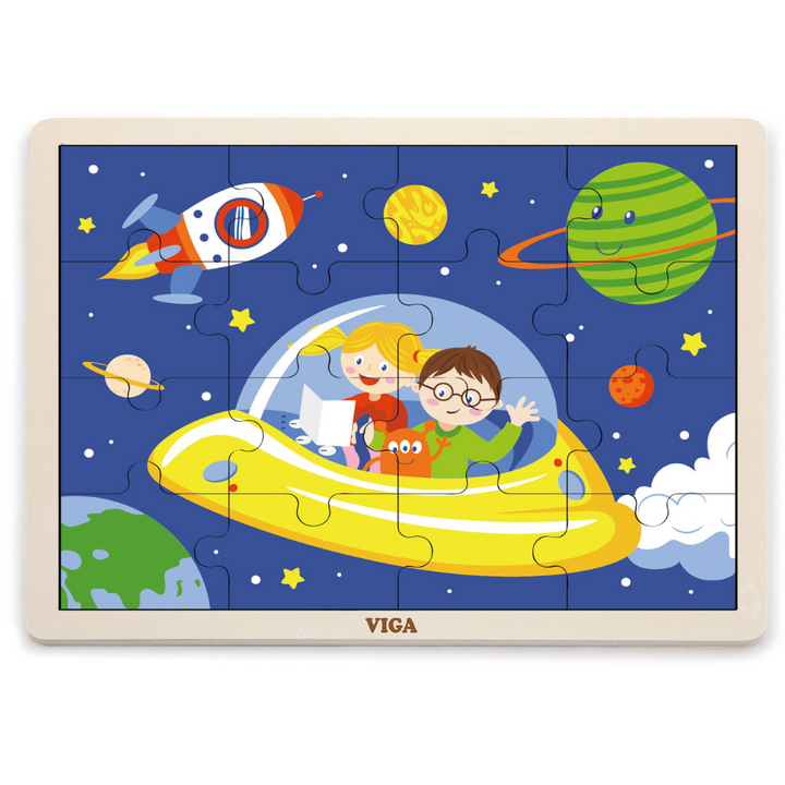 Boite De Rangement + 12 Puzzles En Bois De 16 Pièces