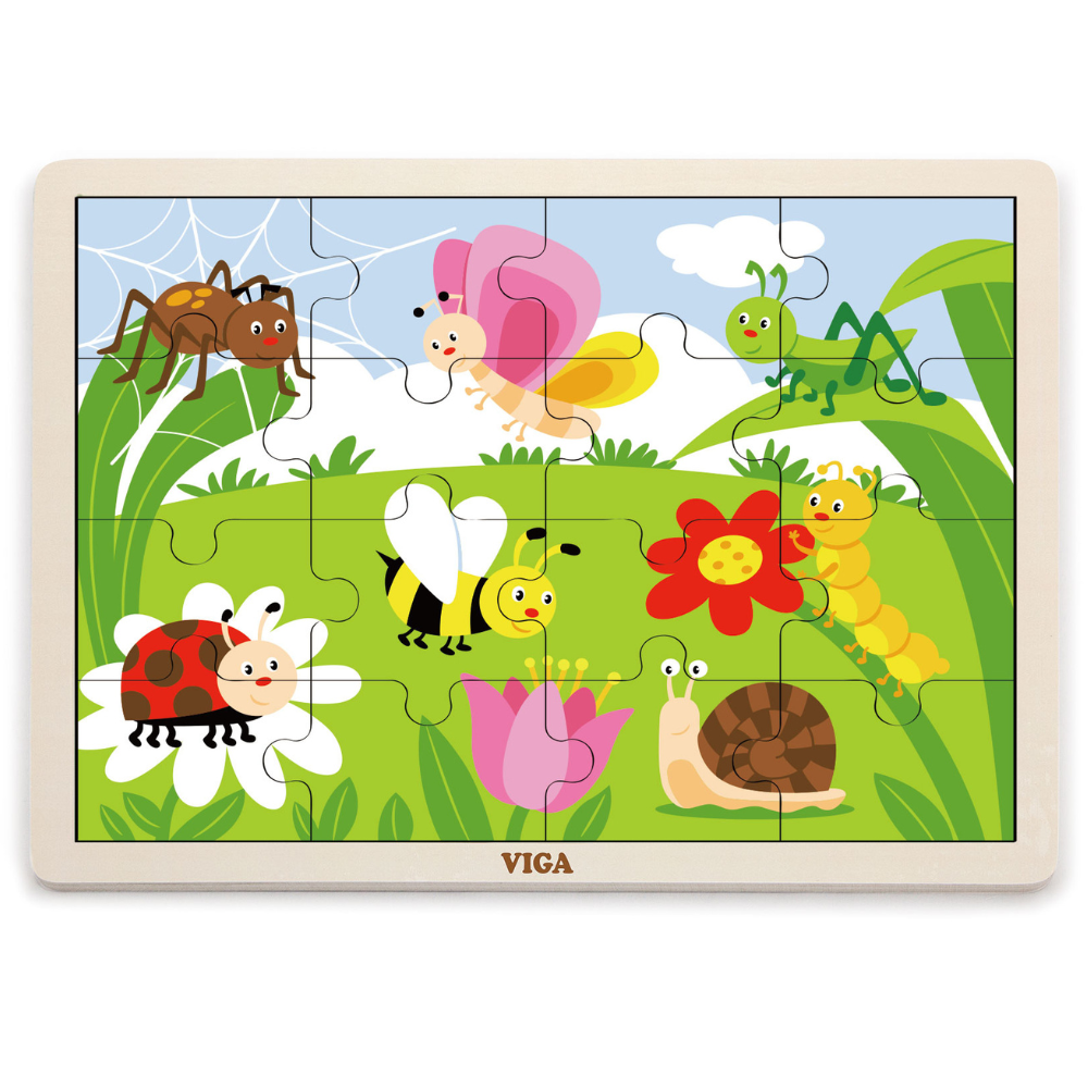 Boite De Rangement + 12 Puzzles En Bois De 16 Pièces