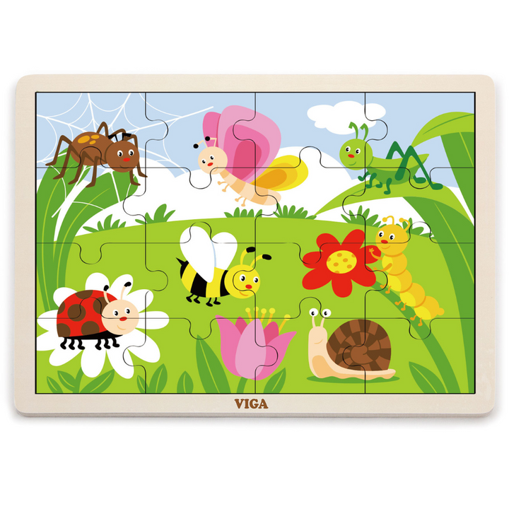 Boite De Rangement + 12 Puzzles En Bois De 16 Pièces