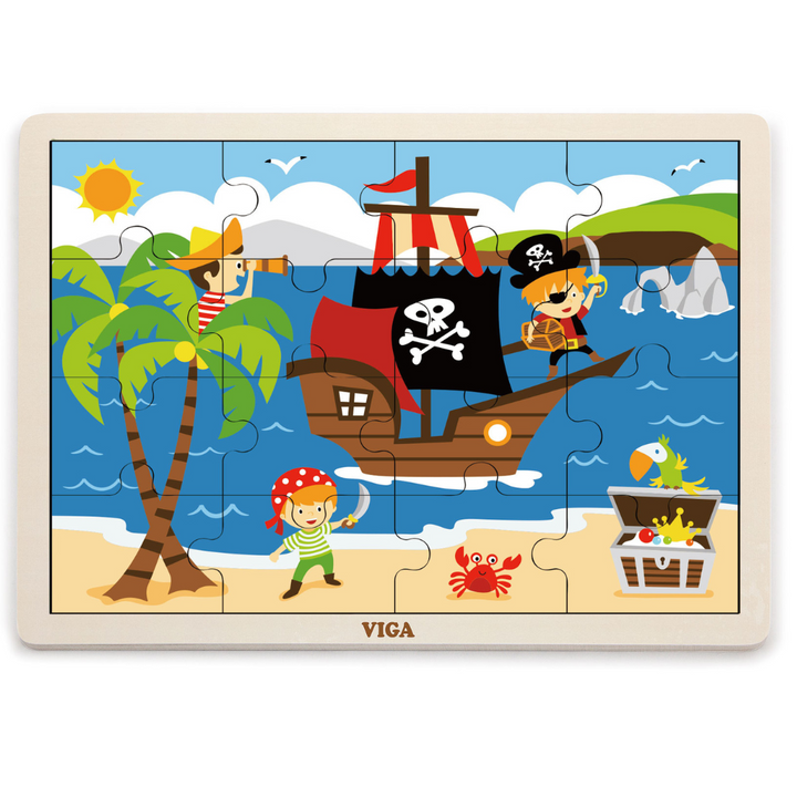 Boite De Rangement + 12 Puzzles En Bois De 16 Pièces