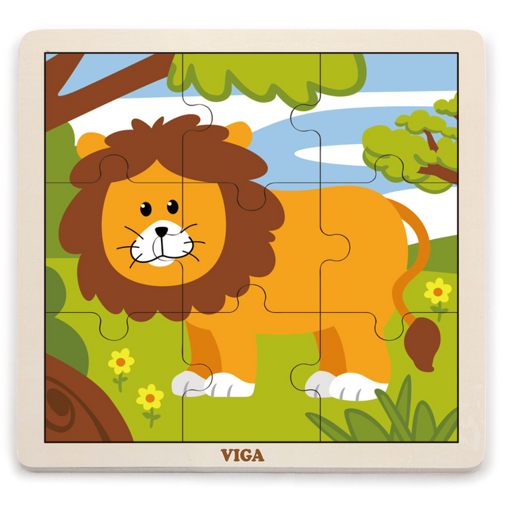 Boite De Rangement + 12 Puzzles En Bois De 9 Pièces