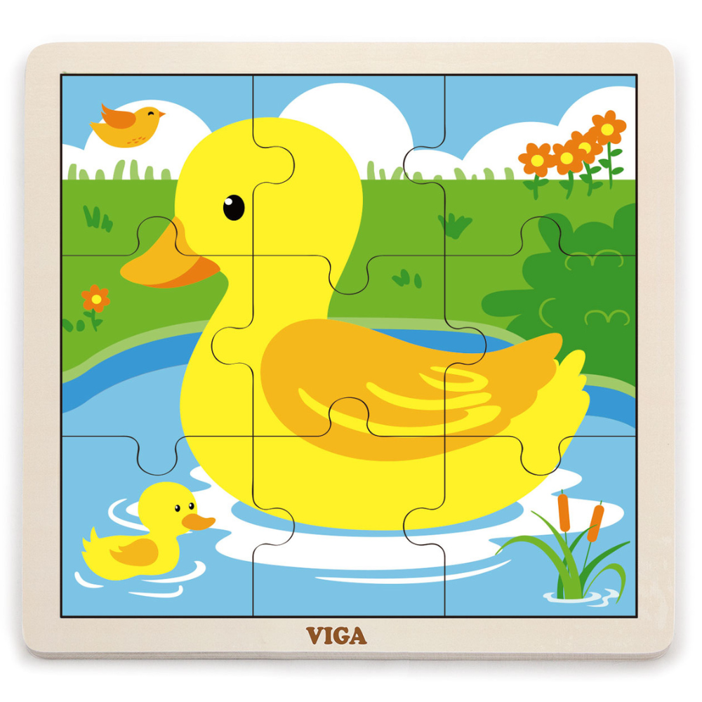 Boite De Rangement + 12 Puzzles En Bois De 9 Pièces