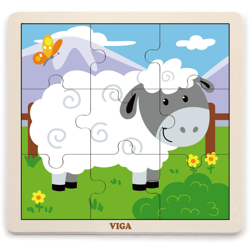 Boite De Rangement + 12 Puzzles En Bois De 9 Pièces