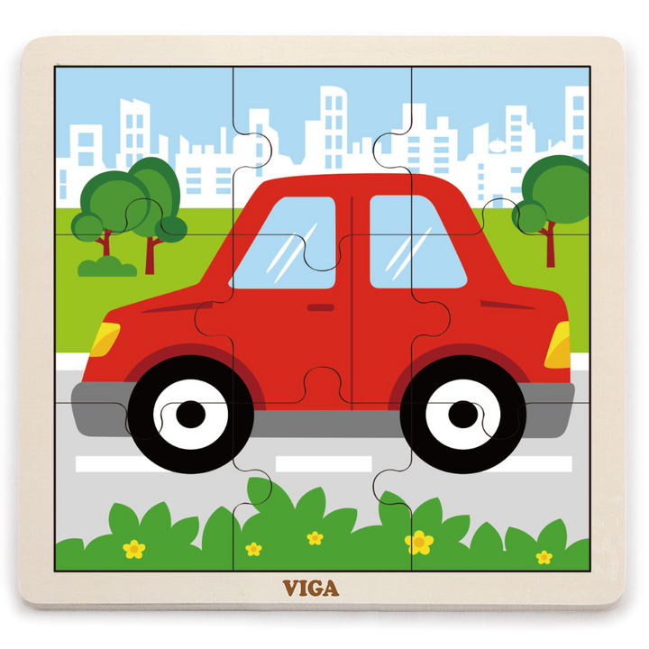 Boite De Rangement + 12 Puzzles En Bois De 9 Pièces