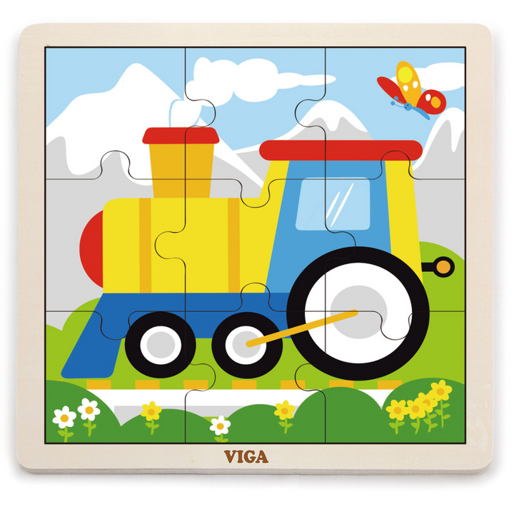 Boite De Rangement + 12 Puzzles En Bois De 9 Pièces