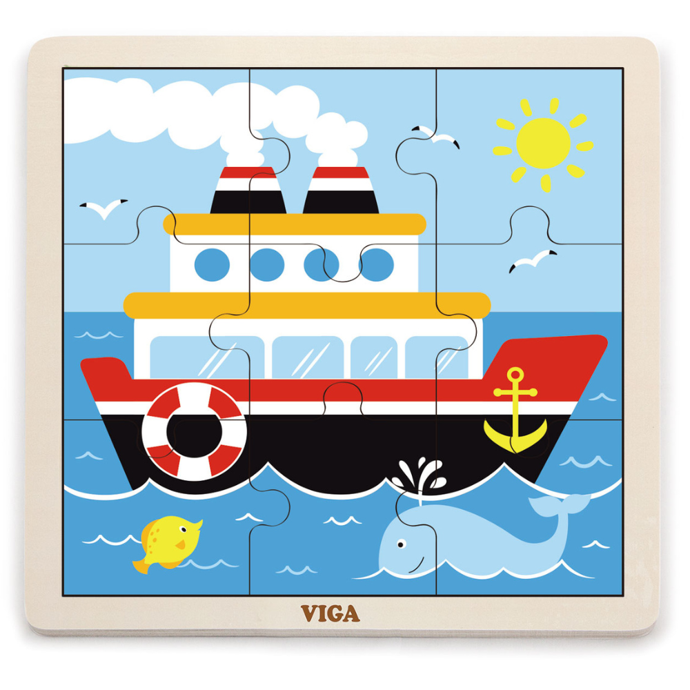 Boite De Rangement + 12 Puzzles En Bois De 9 Pièces