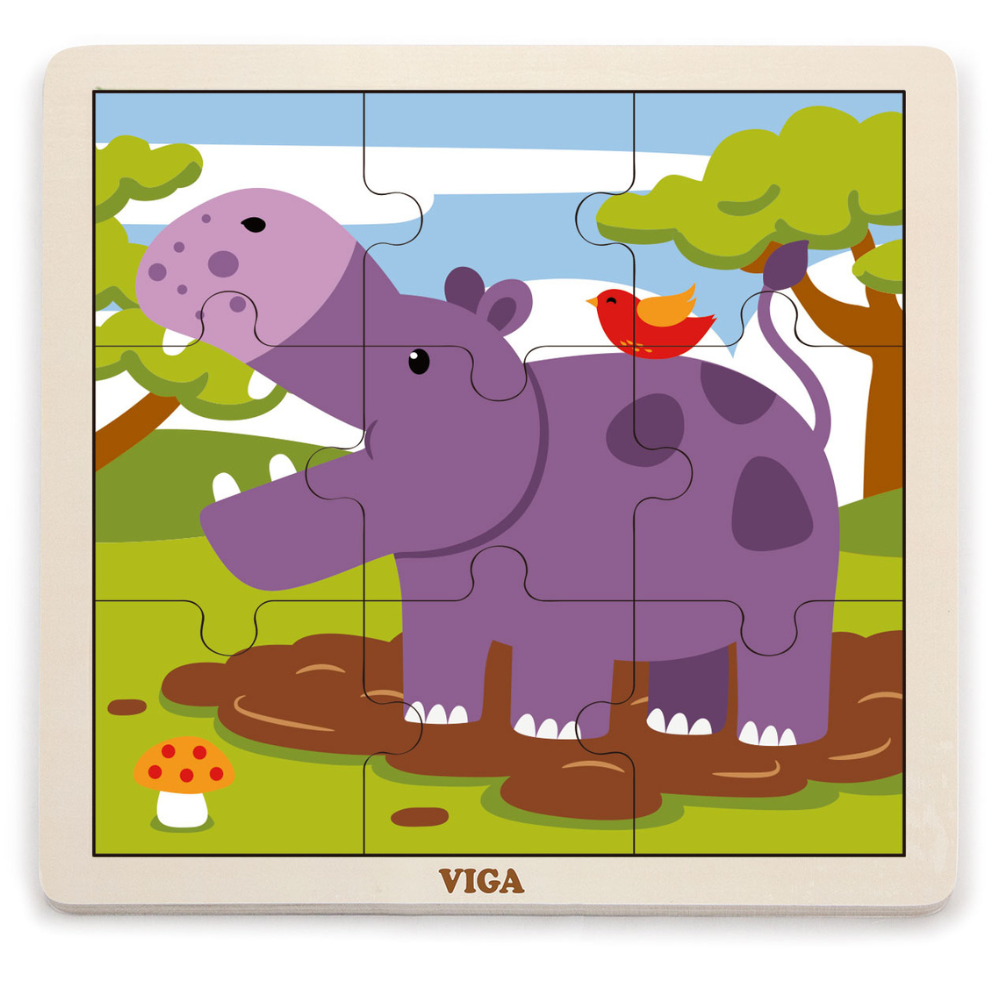 Boite De Rangement + 12 Puzzles En Bois De 9 Pièces