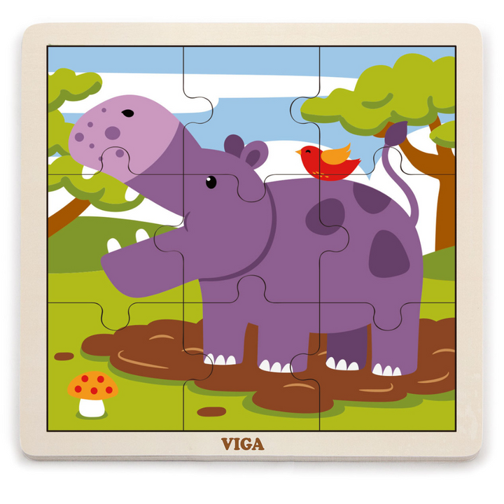 Boite De Rangement + 12 Puzzles En Bois De 9 Pièces