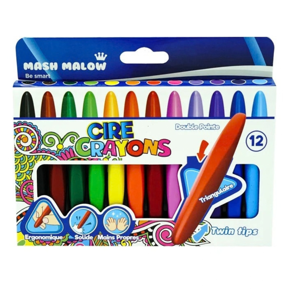 Boite de 12 Crayons De Cire Double Pointe - 1 - Eveil Montessori Maroc