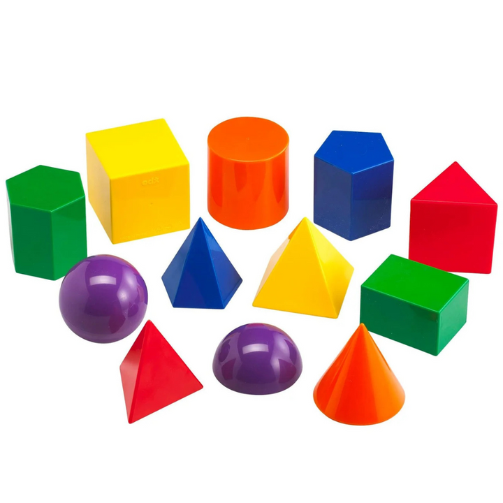 Boîte de 12 solides géométriques larges - 1 - Eveil Montessori Maroc