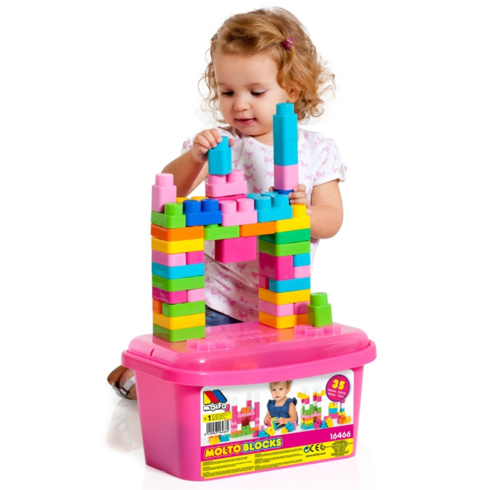 Boîte de 35 blocs de construction - rose - 1 - Eveil Montessori Maroc