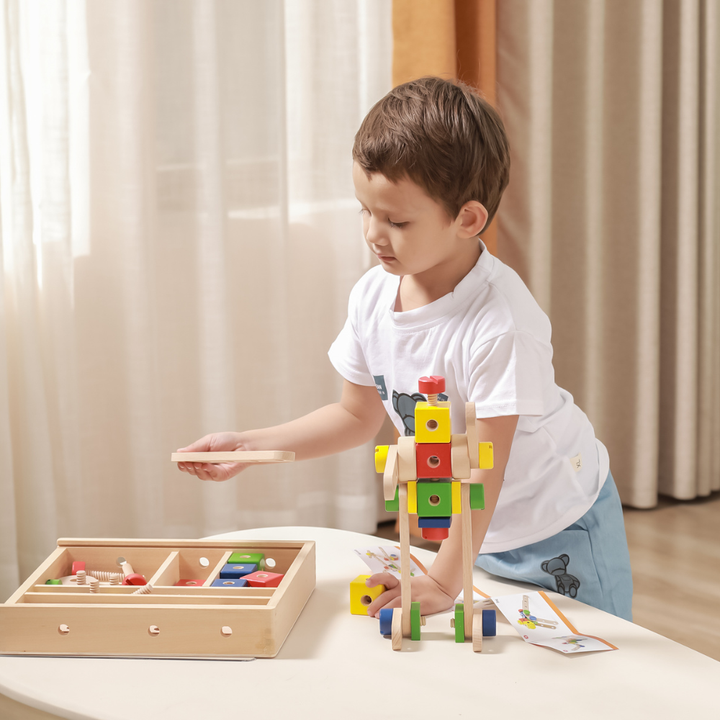 Boîte de construction avec vis en bois - 9 - Eveil Montessori Maroc