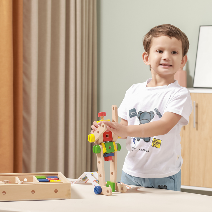 Boîte de construction avec vis en bois - 10 - Eveil Montessori Maroc