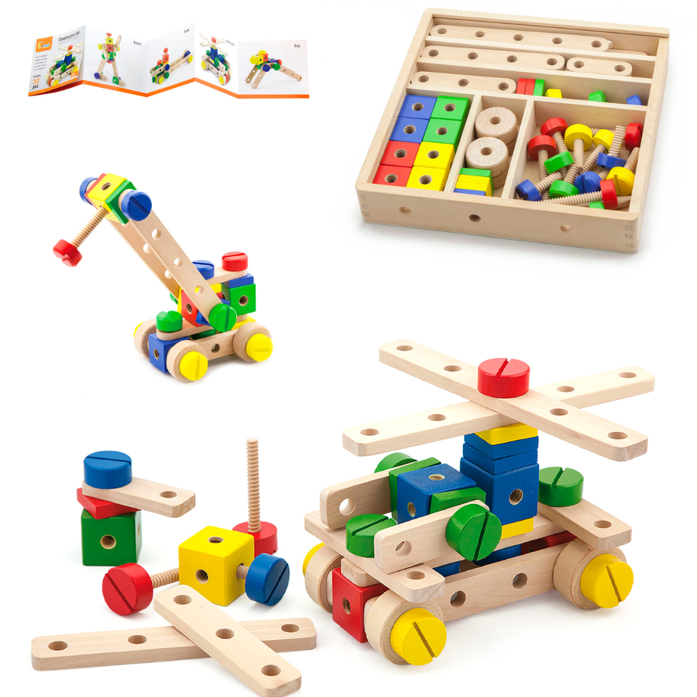 Boîte de construction avec vis en bois - 2 - Eveil Montessori Maroc