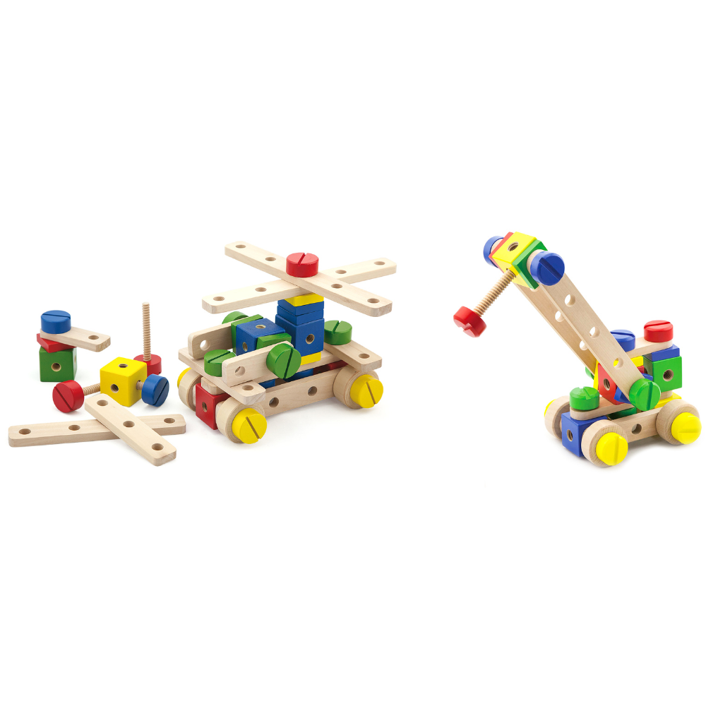 Boîte de construction avec vis en bois - 4 - Eveil Montessori Maroc