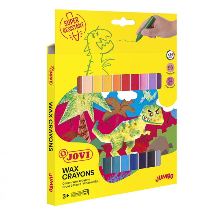 CRAYONS JUMBO – Étui de 24 crayons de cire couleur assortis - 1 - Eveil Montessori Maroc