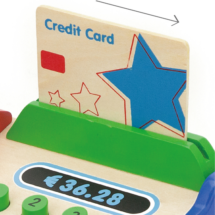 Caisse enregistreuse en bois avec accessoires