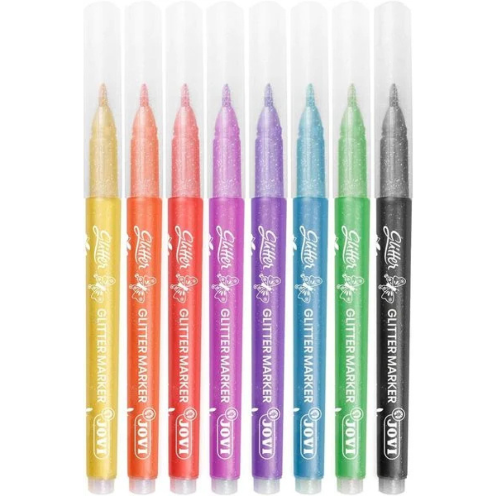 Coffret de 8 feutres pailletés Jovi, couleurs assorties
