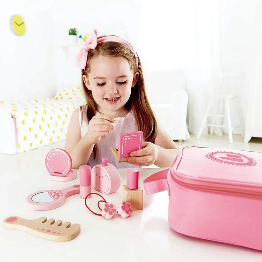 Coffret de beauté et accessoires de maquillage en bois – 11 pièces - 2 - Eveil Montessori Maroc