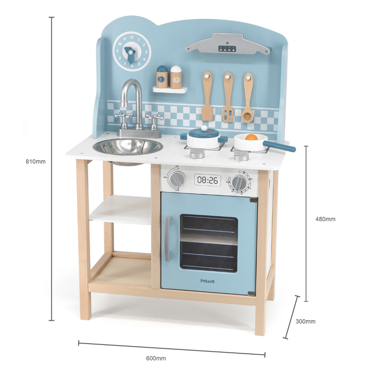 Cuisine en bois avec Ustensiles - Bleu - 6 - Eveil Montessori Maroc