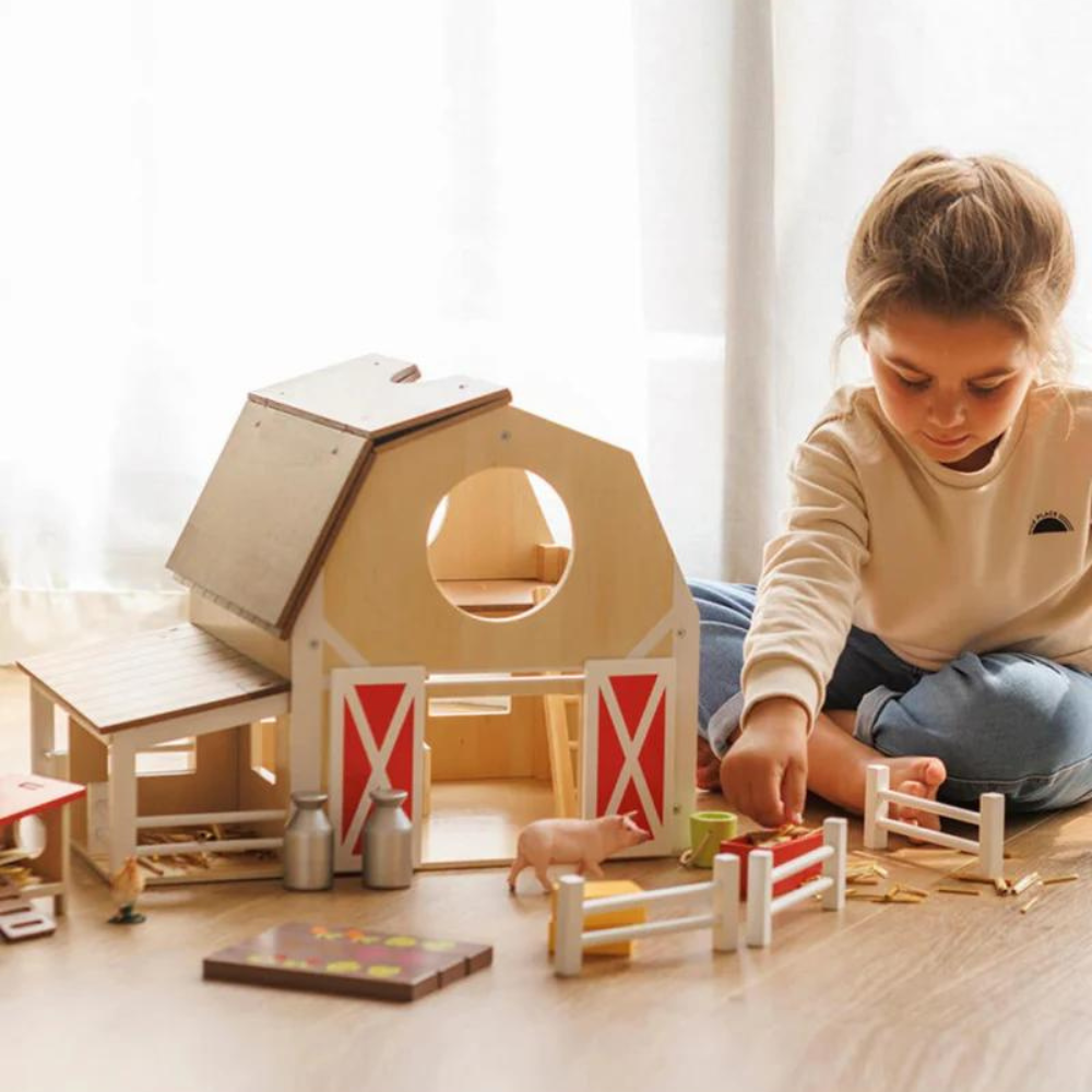 Ferme En Bois Avec Animaux