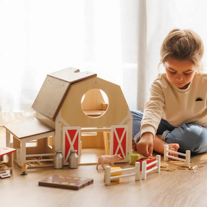 Ferme En Bois Avec Animaux