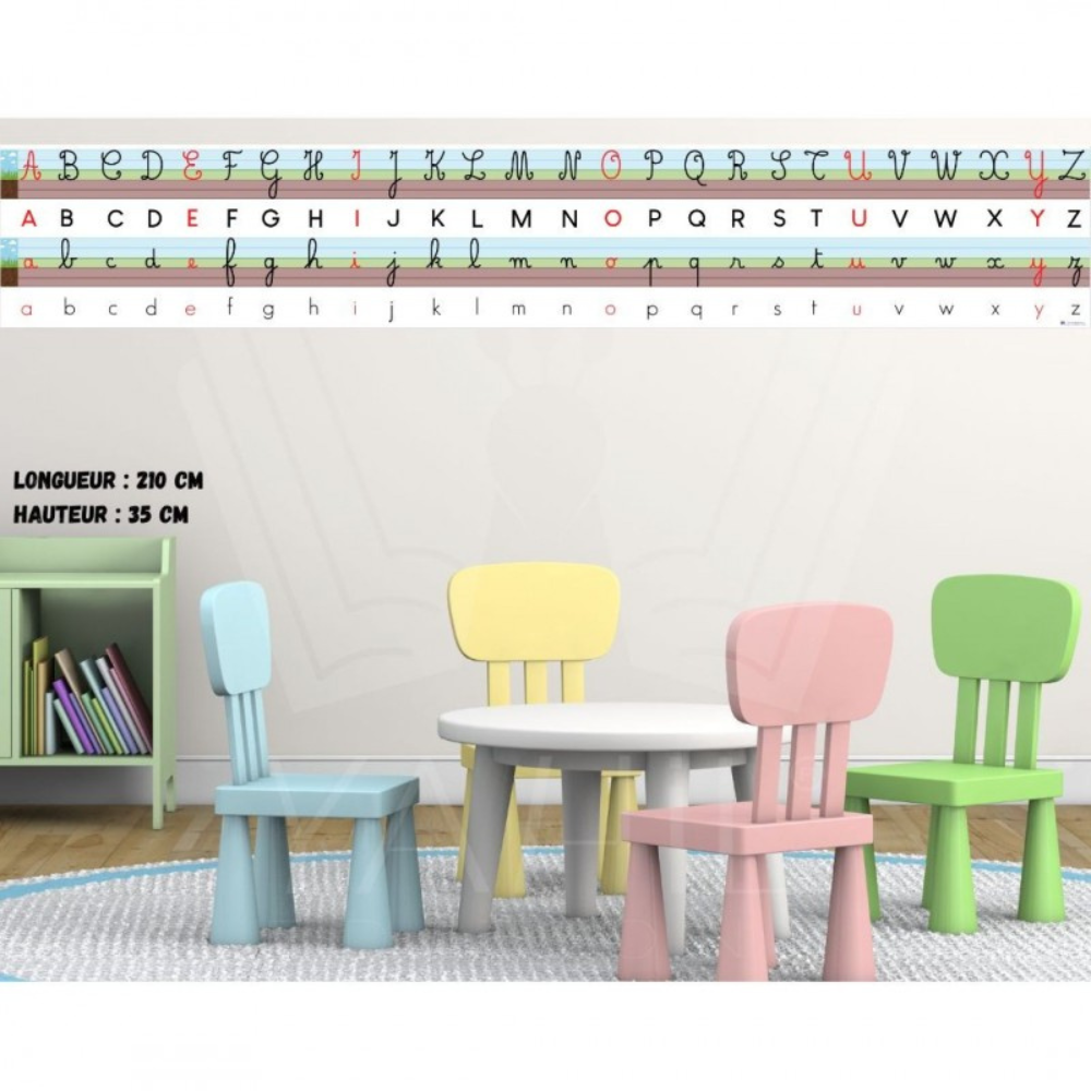 Frise Alphabétique murale 210 cm * 35 cm - 4 Graphies