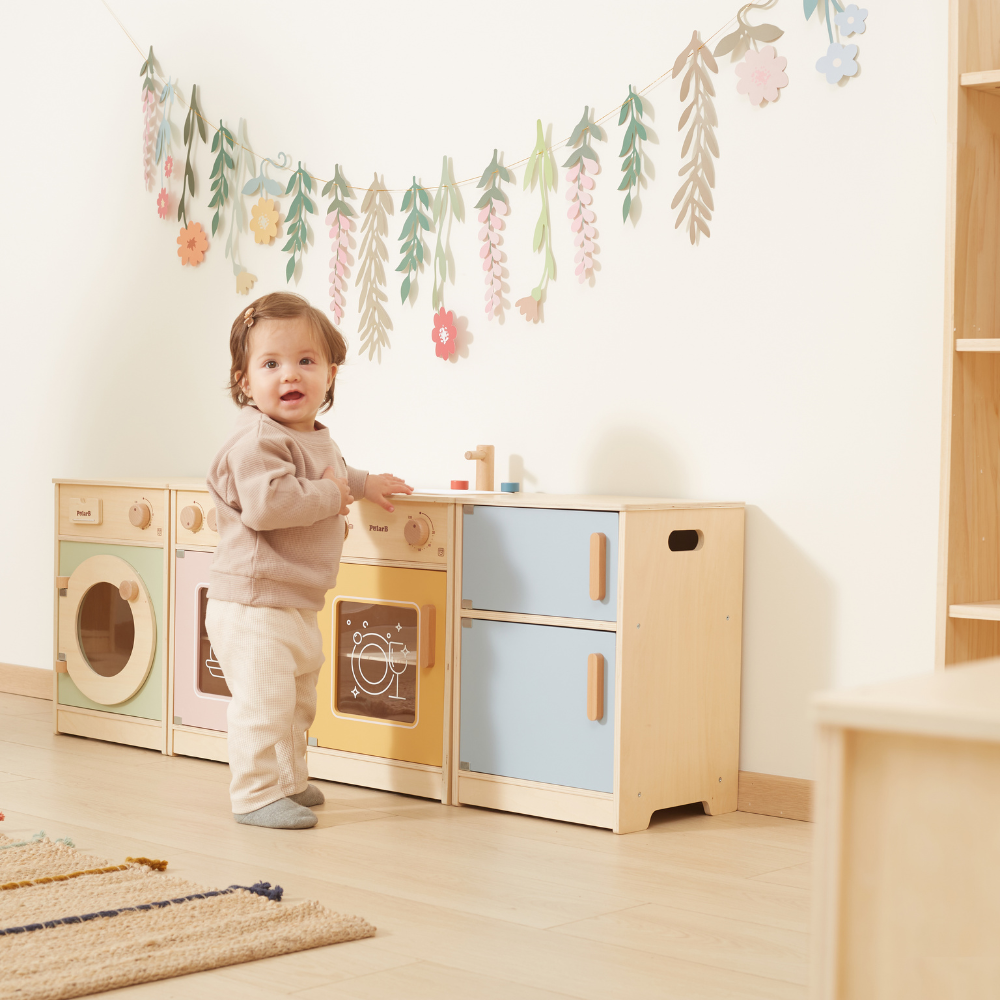 Grand Combiné de Cuisine en bois - Couleurs Pastel