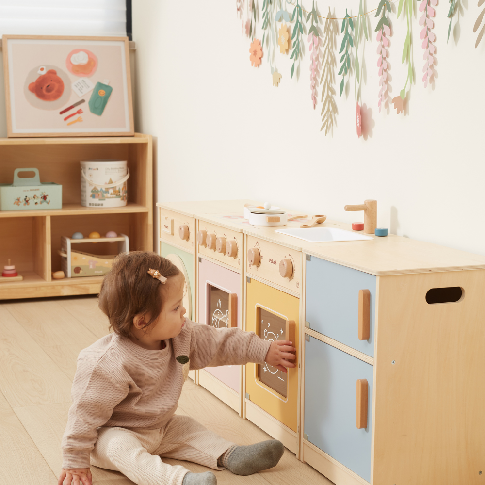 Grand Combiné de Cuisine en bois - Couleurs Pastel