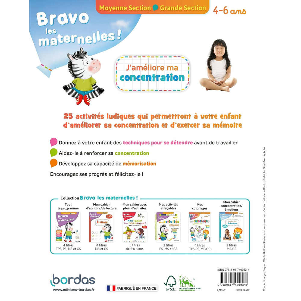 J'améliore ma concentration en 25 activités ludiques Moyenne Section Grande Section - + de 100 autocollants