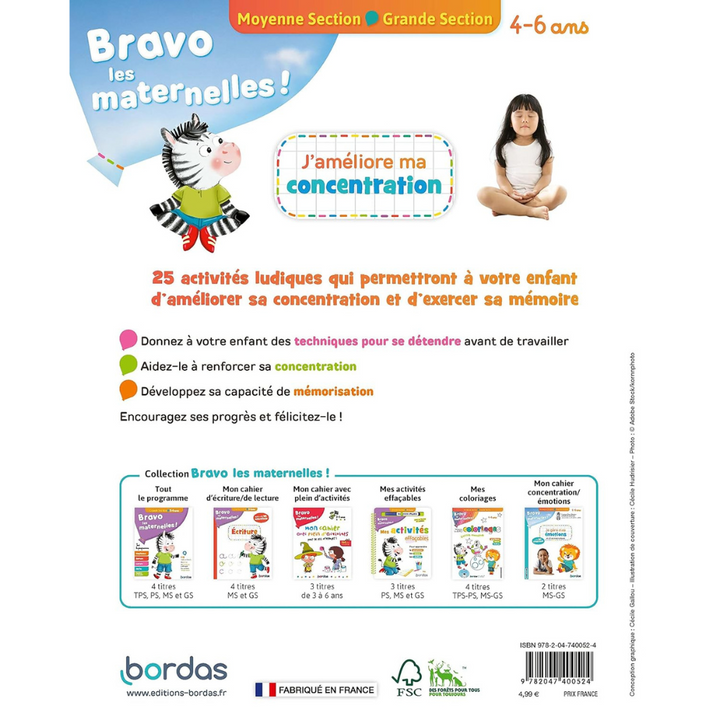 J'améliore ma concentration en 25 activités ludiques Moyenne Section Grande Section - + de 100 autocollants