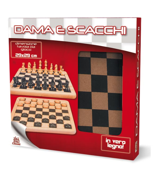 Jeu d'échecs et de dames avec plateau en bois