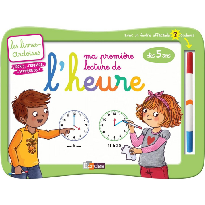 Les livres-ardoises - Ma première lecture de l'heure avec 1 feutre effaçable 2 couleurs